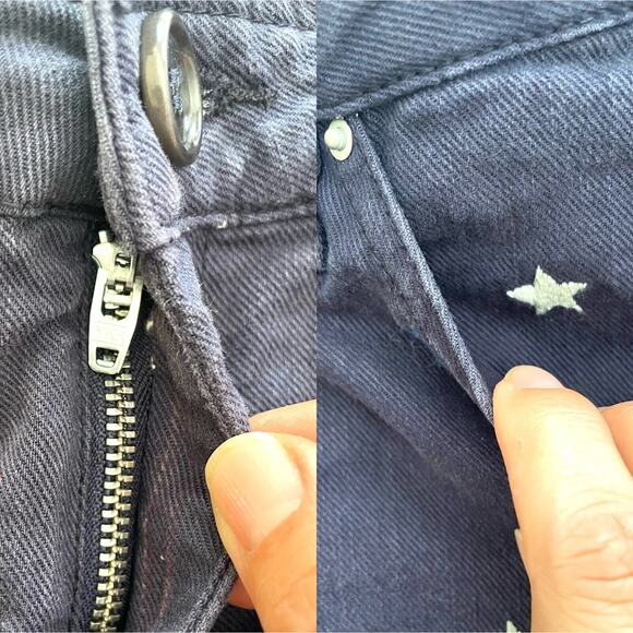 Isabel Marant Etoile Embroidered Stars Denim Shorts Mid Rise Navy Blue - Picture 12 of 12